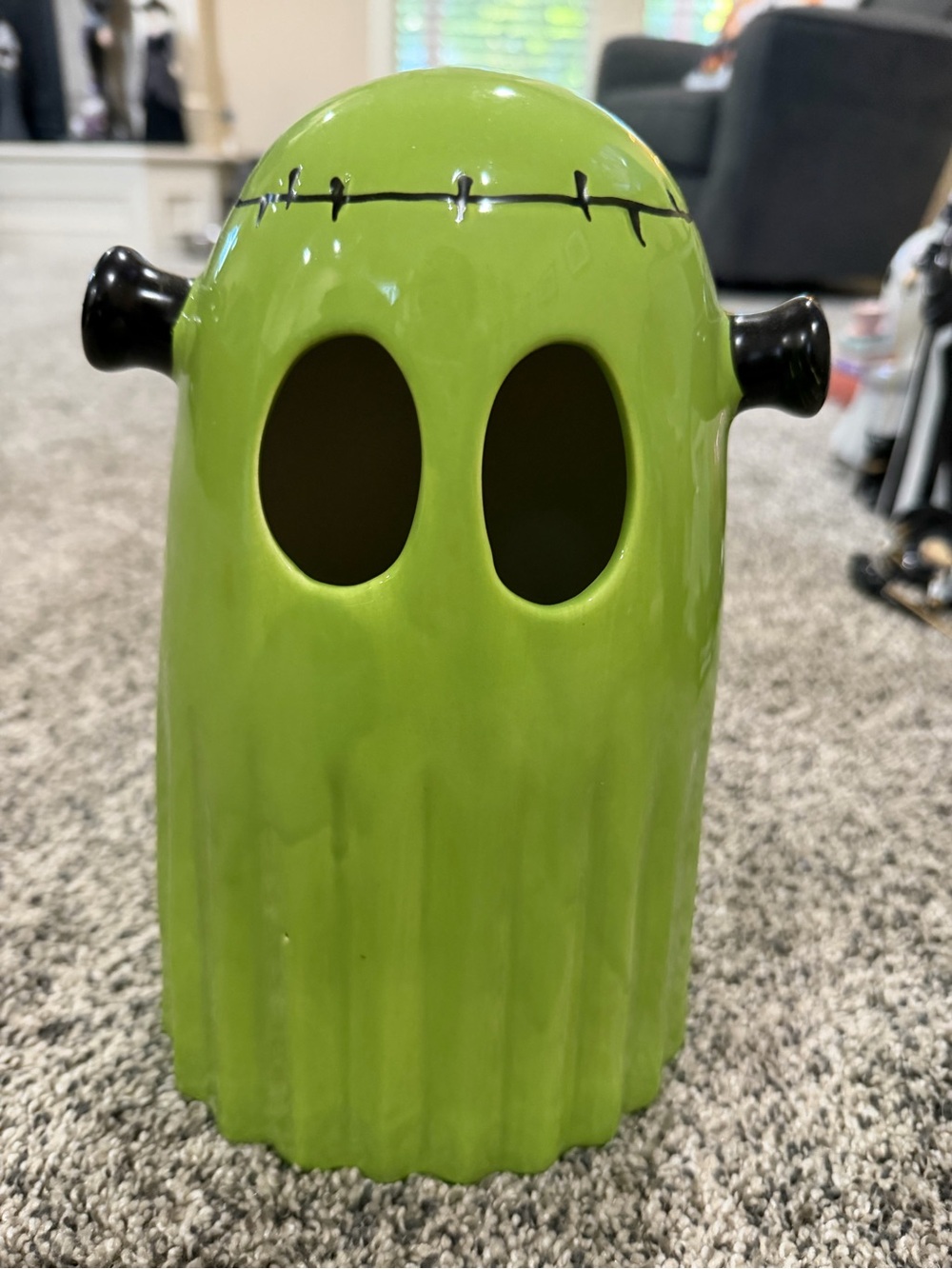 Green Ceramic Halloween Ghost Accent - Decorative Home Accent